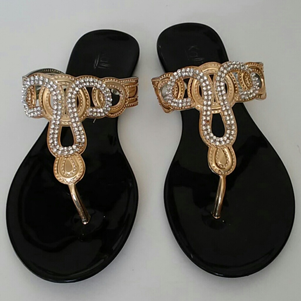 KALI | Gold/Silver Rhinestone Flip Flops